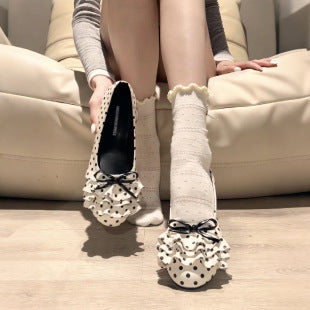 Damen Ballerinas mit verspieltem Rüschendesign und Punkten R&B