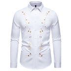 Herren Langarmhemd mit floralen Stickereien