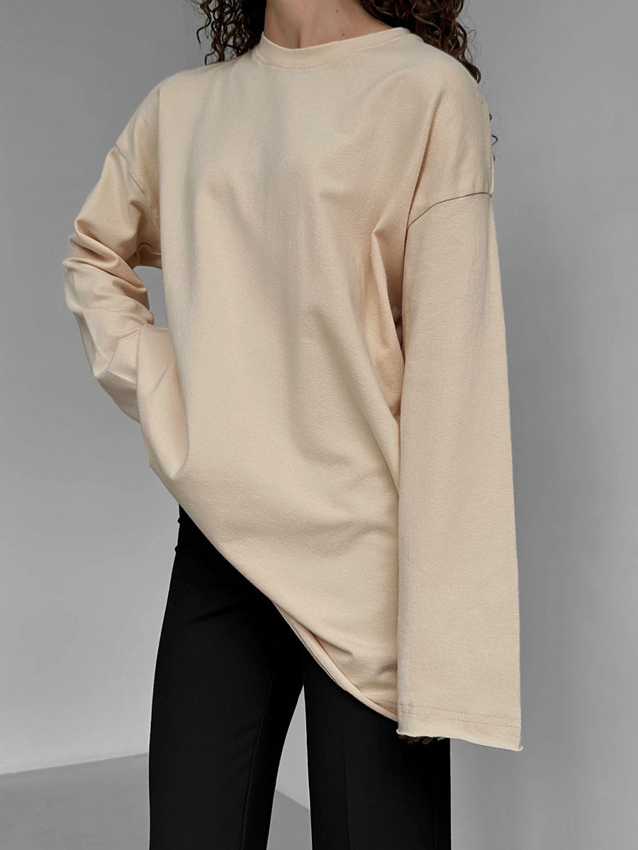 Damen Oversize Langarmshirt mit hohem Kragen R&B
