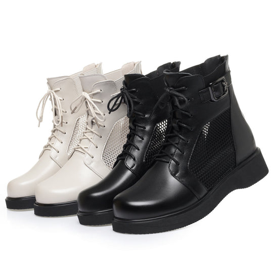 Damen Modische Schnürstiefeletten mit Netzdetail und komfortabler Sohle R&B