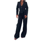 Damen Blazer Damen Set mit weitem Bein