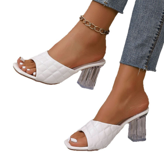 Damen Absatzsandalen mit durchsichtigen Blockabsätzen und luxuriösen Riemchen R&B