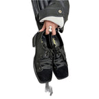 Damen modische Schnürschuhe aus schwarzem Leder R&B