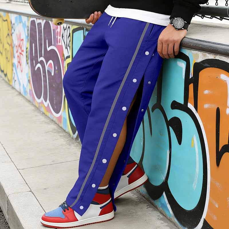 Unisex nan leichte Sport-Trainingshose mit Druckknopfleiste und elastischem Kordelbund R&B