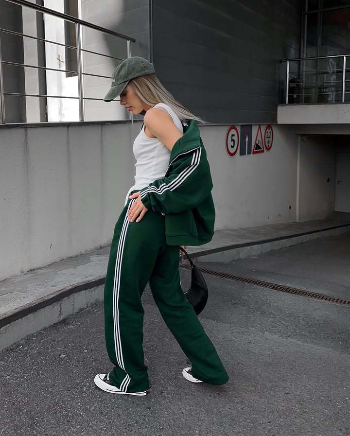 Damen sportliches und elegantes Trainingsanzug mit Reißverschluss R&B