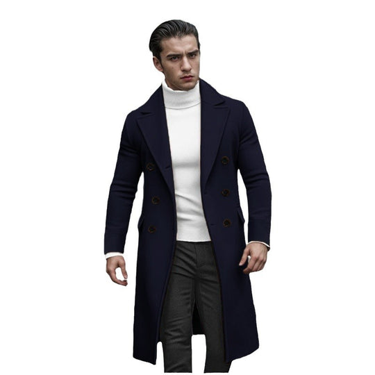 Herren Modischer Doppeltbreasted-Mantel mit hohem Kragen R&B