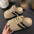 Damen Clogs im sportlichen Design mit hochwertigem Wildleder und klassischer Schnürung R&B