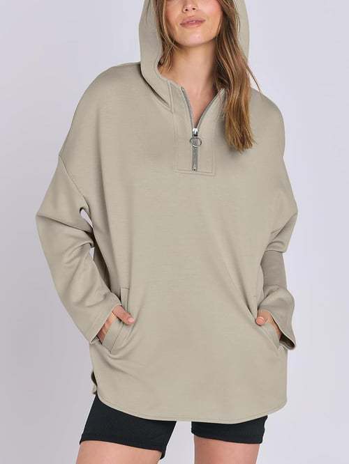 Damen Kapuzenshirt mit Reißverschluss und Taschen R&B