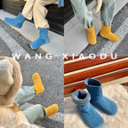Damen warme Hausschuhstiefel mit flauschigem Innenfutter und hochwertiger Wildlederoberfläche R&B