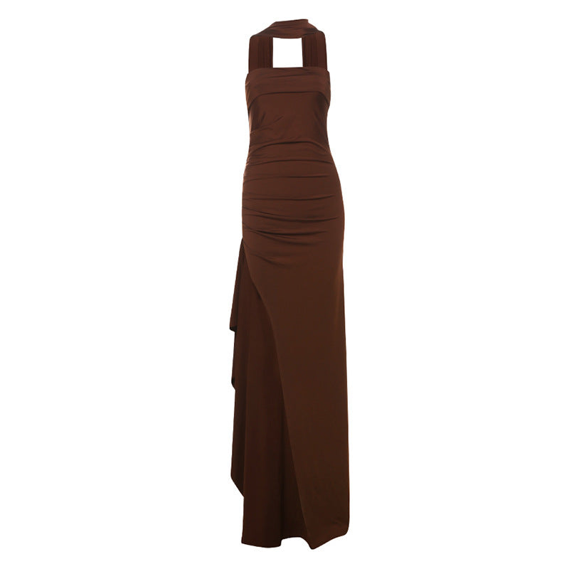 Damen Elegantes Wickelkleid mit hochgeschlossenem Design und kreativer Drapierung R&B