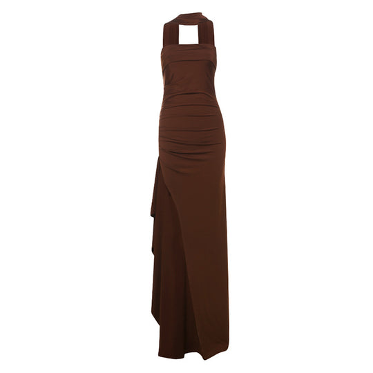 Damen Elegantes Wickelkleid mit hochgeschlossenem Design und kreativer Drapierung R&B