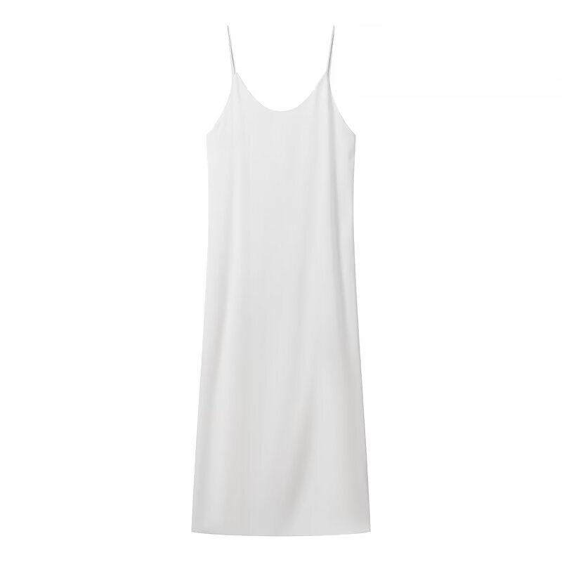 Damen Maxikleid mit seitlichem Schlitz und modernen Trägern R&B
