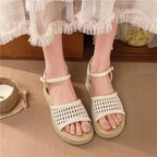 Damen Wedge-Sandalen mit elegantem Riemchen und luftiger Netzstruktur