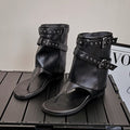 Damen dezente High-Top Sandalen mit dekorativen Schnallen R&B