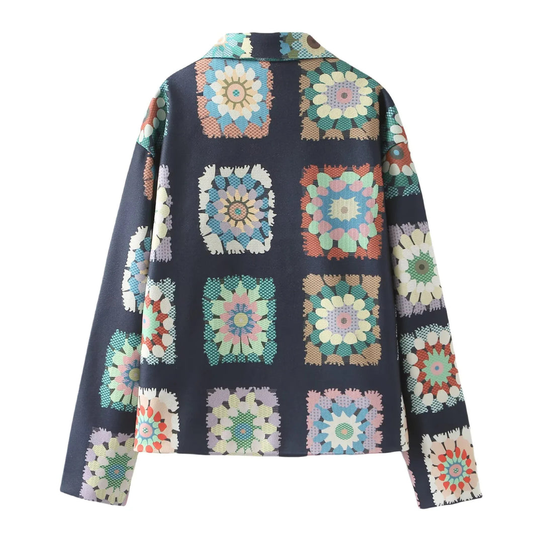 Damen modische Jacke mit floralem Muster und praktischen Taschen R&B