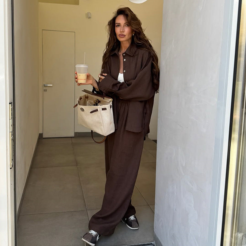 Damen Loungewear-Anzug aus leichtem Leinen R&B