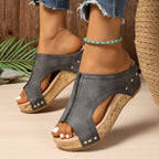 Damen Wedge-Sandaletten aus Kork mit stilvollen Einsätzen R&B