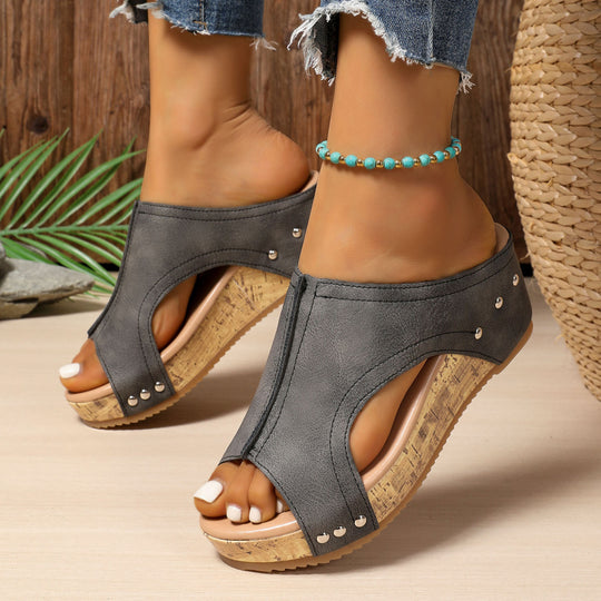 Damen Wedge-Sandaletten aus Kork mit stilvollen Einsätzen R&B