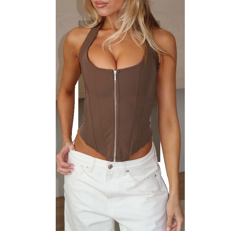 Damen Crop Top mit Reißverschluss R&B