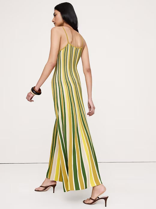 Damen nan elegantes Maxikleid im Unterkleid-Stil mit Spaghettiträgern, tailliertem Schnitt und weitem Saum R&B