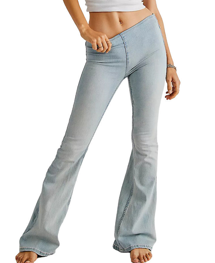 Damen Flared Jeans mit hohem Bund und figurbetontem Schnitt