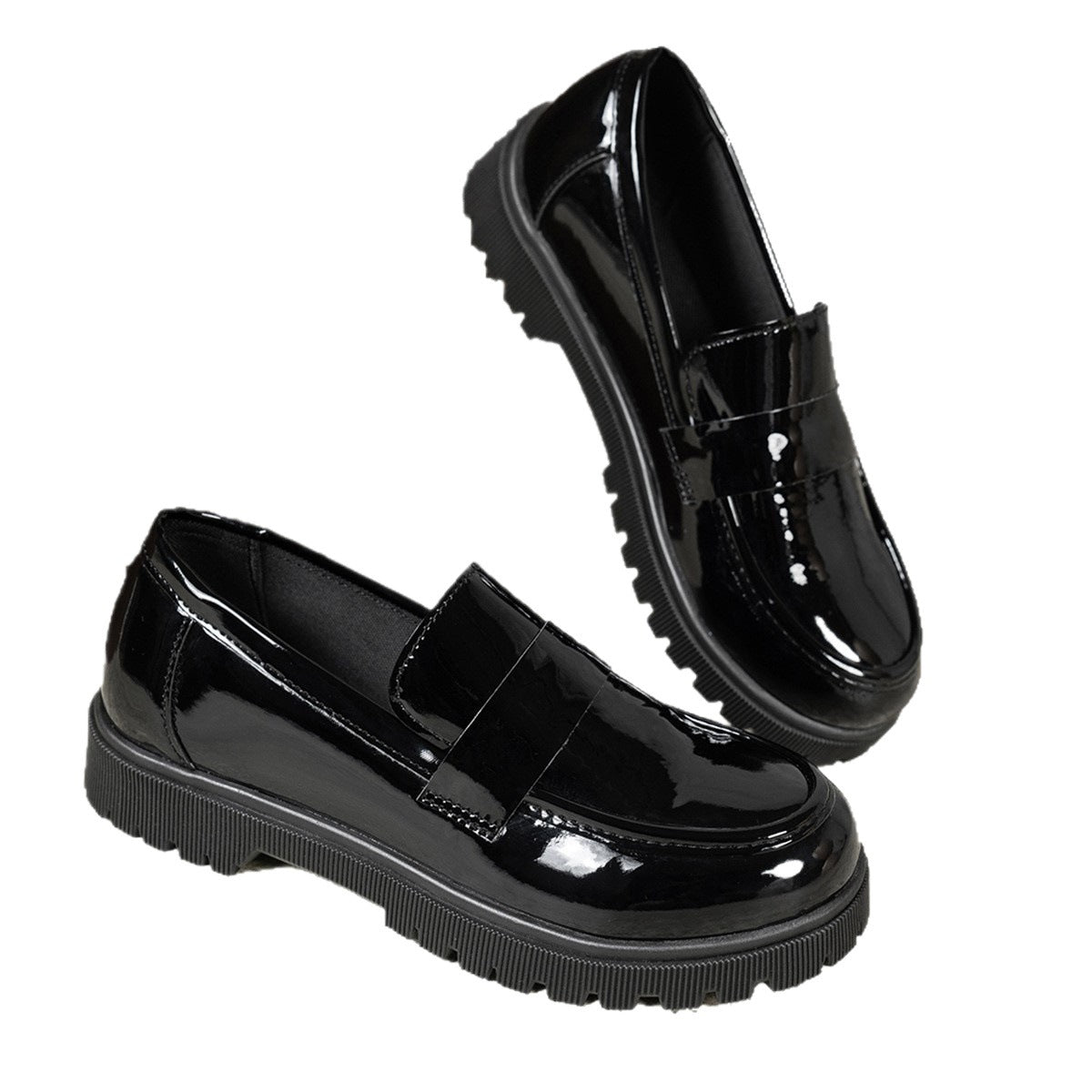 Damen Modische Loafers mit glänzender Oberflächenstruktur R&B