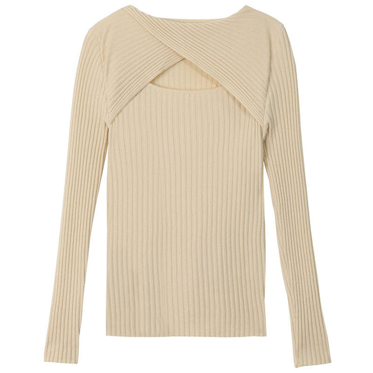 Damen Langarmshirt mit offener Schulterpartie und Rippstrickmuster R&B