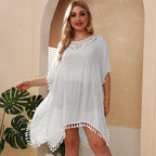 Damen luftiger Strand-Kaftan mit dekorativen Quasten R&B