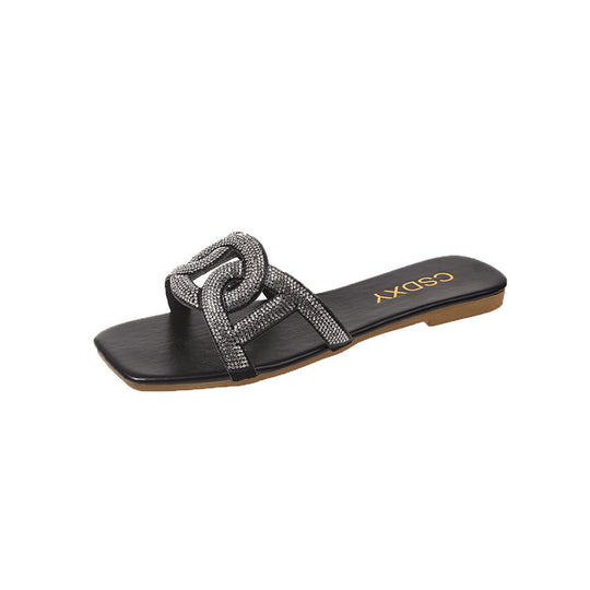 Damen Riemensandalen mit funkelnder Kettenapplikation R&B
