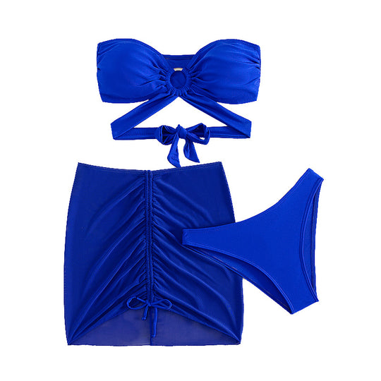 Damen Bandeau-Bikini mit verspieltem Wickeldesign R&B