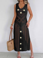 Damen Häkel-Kleid mit floralem Design R&B