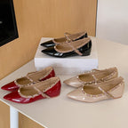 Damen Ballerina-Schuhe mit dekorativem Riemen und eleganten Akzenten