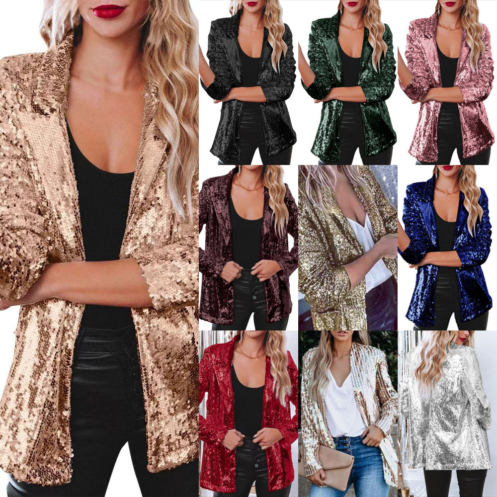 Damen Paillettenjacke mit weitem Schnitt und eleganten Details R&B