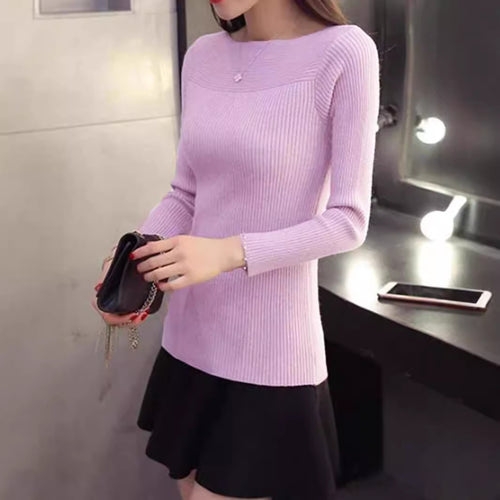 Damen Elegantes Rippstrickoberteil mit weitem Rundhalsausschnitt R&B