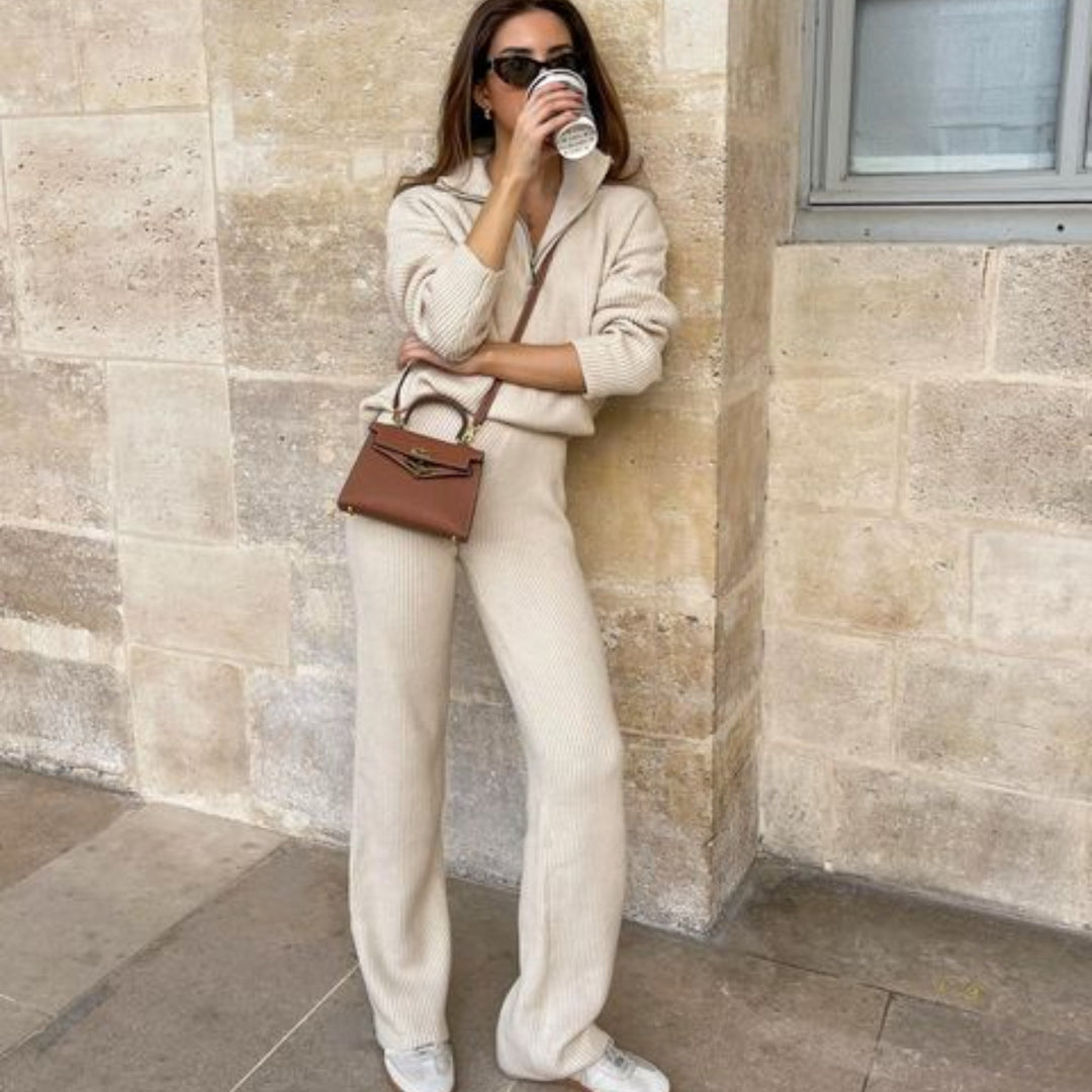 Damen modischer Strickpullover mit Stehkragen R&B