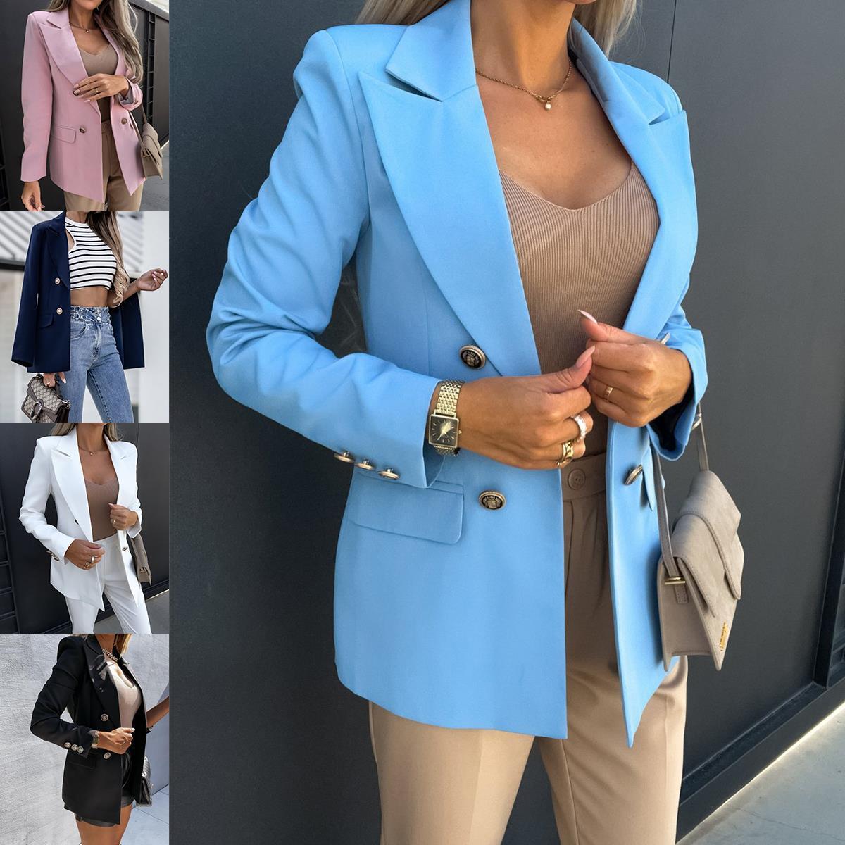 Damen Eleganter taillierter Blazer mit doppelter Knopfleiste und vielseitigem Schnitt R&B