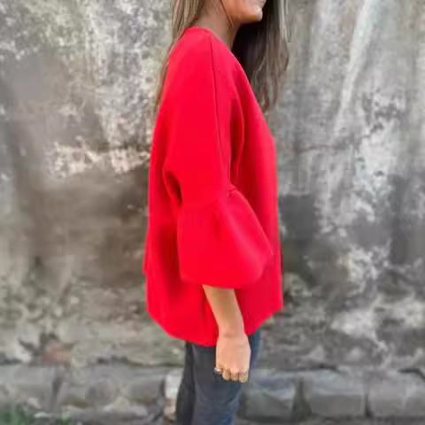 Damen Modische Strickjacke mit weitem Ärmel R&B