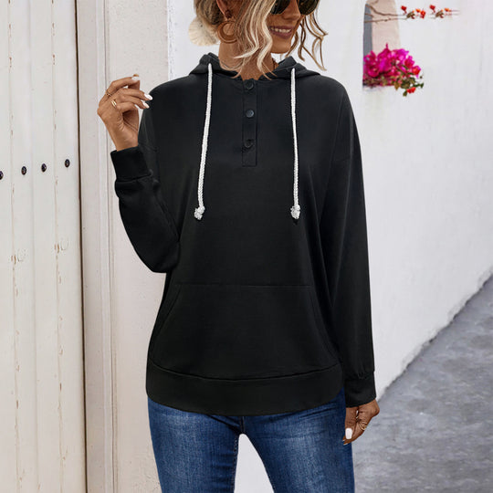 Damen Hoodie mit Knopfleiste und lässigem Schnitt R&B