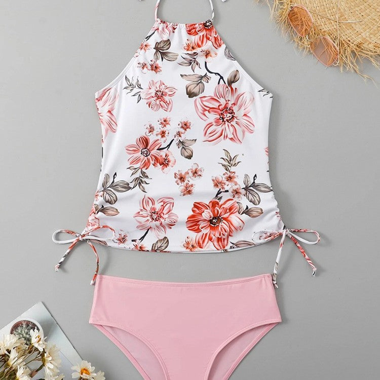 Damen Schnittiger Tankini mit floralem Design und verstellbaren Riemen R&B