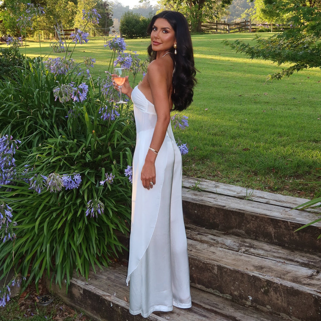 Damen Jumpsuit mit elegantem Seitenschlitz und zeitlosem Design R&B