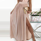 Damen Elegantes Abendkleid mit schimmerndem Oberteil und voluminösem Rock R&B