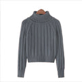 Damen Strickpullover mit hohem Kragen und Rippstruktur R&B