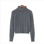 Damen Strickpullover mit hohem Kragen und Rippstruktur R&B