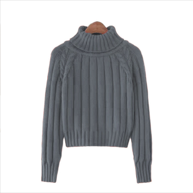 Damen Strickpullover mit hohem Kragen und Rippstruktur R&B