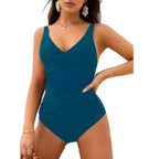 Damen Einteiler Badeanzug mit stylischem Wickel-Design und figurformenden Einsätzen R&B