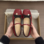 Damen Ballerinas mit eleganter Schnallenverzierung und hochwertiger Ledernarbung R&B
