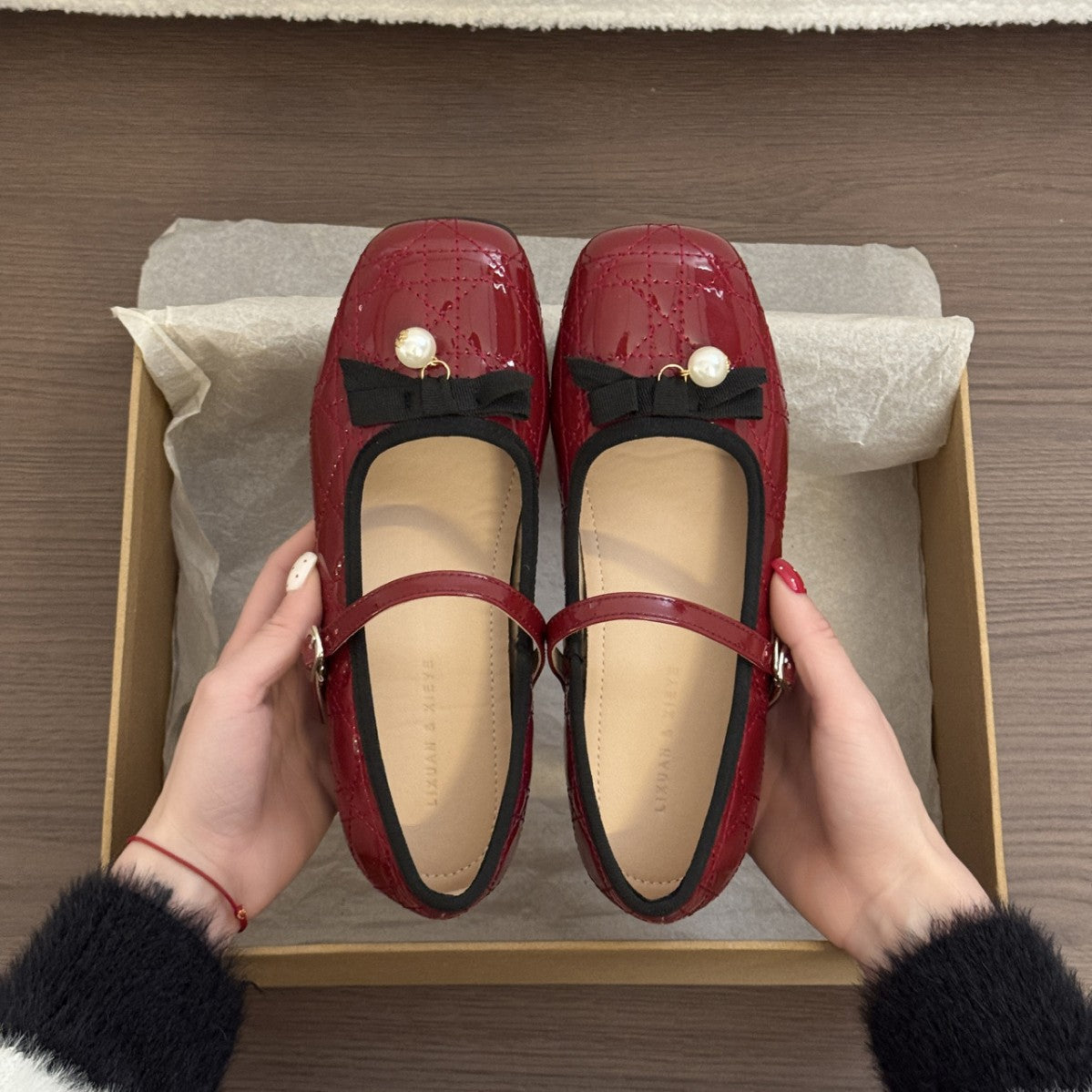 Damen Ballerinas mit eleganter Schnallenverzierung und hochwertiger Ledernarbung R&B