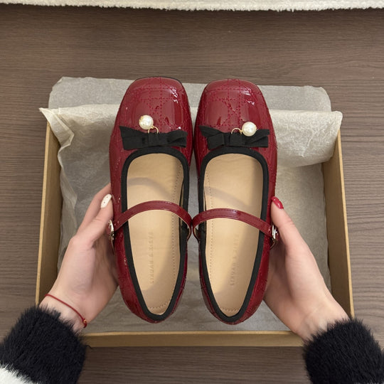 Damen Ballerinas mit eleganter Schnallenverzierung und hochwertiger Ledernarbung R&B