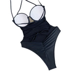 Damen Eleganter Einteiler Badeanzug mit verstellbaren Trägern