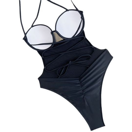 Damen Eleganter Einteiler Badeanzug mit verstellbaren Trägern R&B